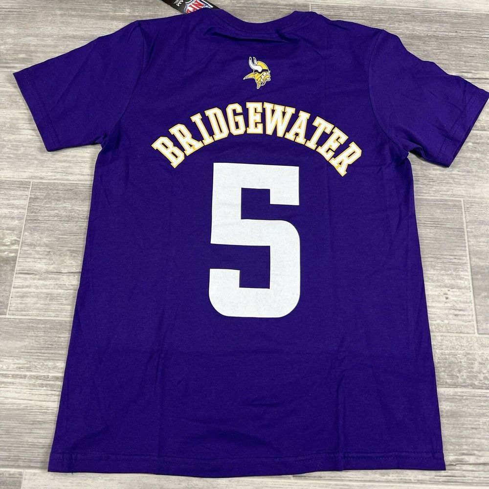 Teddy Bridgewater Minnesota Vikings #5 NFL Boys Purple T-Shirt Youth Medium NWT